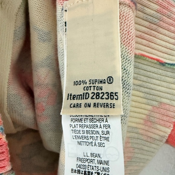 L.L. Bean Womens Cardigan Sweater XL Floral Cotton Blend Long Sleeve Stretch - Picture 7 of 9